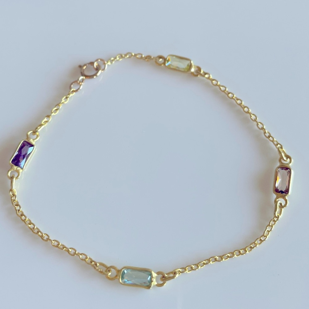 Bracelet gold colorful stones